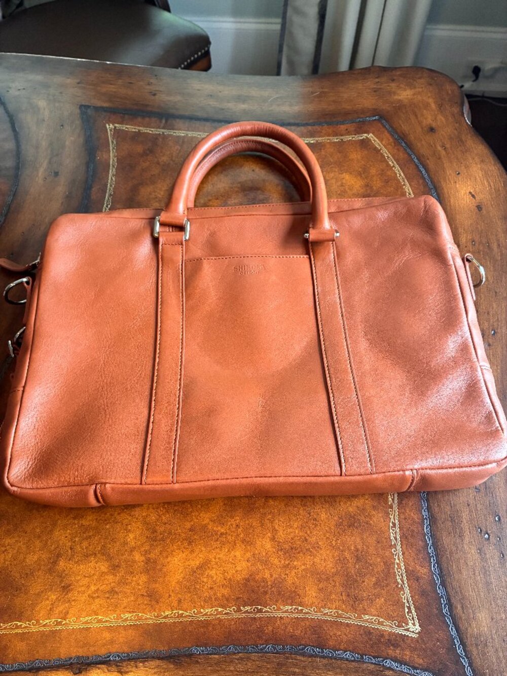 Shinola Computer Brief - Bourbon Signature Leather